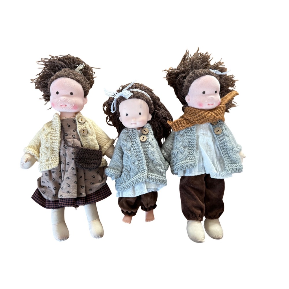 Waldorf Doll Doll Artist Handmade Mini Dress-Up Doll‎ bundle of 3 beautiful